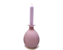 Cactula hip bol mat glazen vaasje / decoratief flesje / kandelaar in Lila 4 x 12 cm met bijpassende kaars