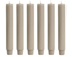 Cactula luxe gekleurde dinerkaarsen in de kleur Olifantgrijs 2.6 x 18 cm set van 6