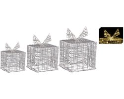 cadeau acryl set van 3 met LED verlichting - transparant