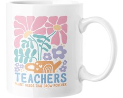 Cadeau Beker Leraar, Boho Bloemen Koffiemok, Waardering Present voor Opvoeder, Plantenliefhebber Onderwijsmok