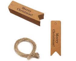 Cadeaulabels - 100 Stuks - Kerstcadeau Naam Labels - Labels Karton - Kraftpapier/karton - Kerstmis Kado Gift Tags - Label Kerst - Cadeau versieringen/decoratie - 7cm x 2cm