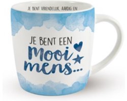 Cadeaumok - Mok Je Bent Een Mooi Mens - Porselein - Mok Keramiek - Cadeauverpakking met gekleurd lint