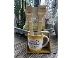 Cadeaupakket;  mok vriendin - Bamboeset Met een lieve vriendin als jij...- liefde - Valentijnsdag - vriendschap - vaderdag - moederdag - verjaardag - cadeau