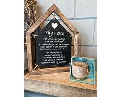 Cadeaupakket zus / Huisje mijn zus + theeglas Zus met jou is een theetje altijd een goed ideetje / kerstpakket / kerstmis / verjaardag / cadeau / moederdag