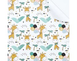 Cadeaupapier voor kinderen met giraffe ontwerp - 6 vellen, 50 x 70 cm