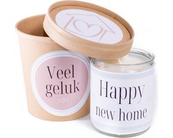 Cadeautje nieuwe woning | Kaars | Happy new home | Veel geluk | Housewarming | Verhuizing | Nieuwe huis