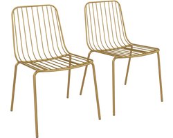 Caden-Stoel - Geel Metaal - Set van 2