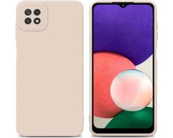 Cadorabo Hoesje geschikt voor Samsung Galaxy A22 5G in FLUID CREAM - Beschermhoes gemaakt van flexibel TPU silicone Cover Fluid Case
