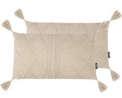 CAESIA - Sierkussen set van 2 - Lichtbeige - 30 x 50 cm - Katoen