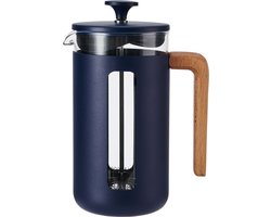 Cafetière, 8 Cups, 1 L, RVS, Glas, Hout, Blauw - La Cafetière | Pisa