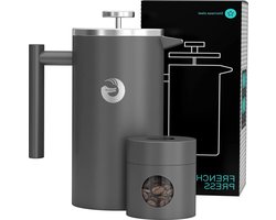 Cafetiere Koffiezetapparaat 1 liter grote capaciteit dubbelwandig geïsoleerde roestvrijstalen brouwer - langer warmer - grijs - koffiezetapparaat - koffiebrouwer Coffee Strainer