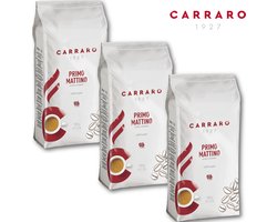 Caffè Carraro 1927 Primo Mattino 3x 1kg - Italiaanse Koffiebonen - Intens en smaakvol - Robusta en Arabica - Voor Delonghi, Siemens, Jura, Moccamaster, Krups, Philips, Sage koffiezetapparaten