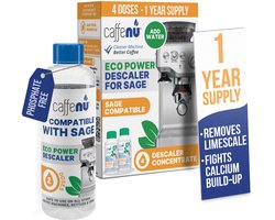 Caffenu Vloeibare Ontkalker voor Sage & Breville Koffiemachine - 2 x 200 ml - 4 Doseringen - Verwijdert Kalkaanslag - Zorgt voor Warmere Koffie, Betere Smaak en Langere Levensduur Koffiezetapparaat