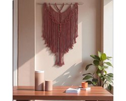 Cafuné Macramé Wandkleed – Terracotta Handgeknoopt Boho Muurkleed 50×75 cm – Wanddecoratie Cadeau Idee – Voor Verjaardag, Sinterklaas & Kerst