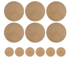 Caimco® Ronde Geweven Placemats - Goud Bruin - 34cm - 6 Stuks Placemats - 6 Stuks onderzetters - Afwasbaar - Onderzetter Koffiemat - Antislip - Europese Stijl - Natuurlijk Materiaal - Wasbaar - Keukentafel