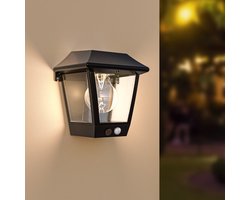 Cairo - Solar wandlamp met bewegingssensor - 3000K - IP44 waterdicht - Zwart - Klassiek