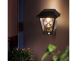 Cairo - Solar wandlamp met bewegingssensor - IP44 waterdicht - Zwart - Klassiek