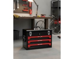 Caisse à Outils Artman 500x270x351mm avec 3 Tiroirs – Noir/Rouge