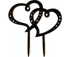 Cake - Taart Topper Dubbel Hart Zwart. Taartdecoratie. Tasty Me.
