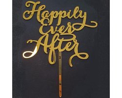 Cake - Taart Topper Happily Ever After Goud. Taartdecoratie. Tasty Me.