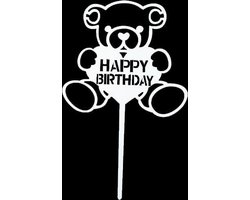 Cake - Taart Topper Happy Birthday Beer Licht Blauw. Taartdecoratie. Tasty Me.