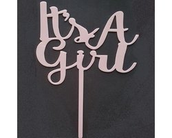 Cake - Taart Topper It's A Girl Roze. Taartdecoratie. Tasty Me.