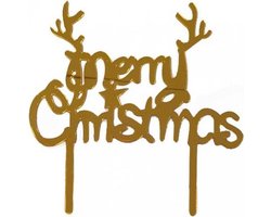 Cake - Taart Topper Merry Christmas Goud. Taartdecoratie. Tasty Me.