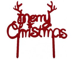 Cake - Taart Topper Merry Christmas Rood. Taartdecoratie. Tasty Me.