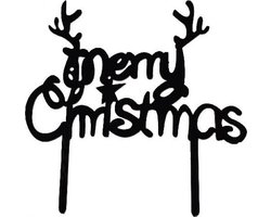 Cake - Taart Topper Merry Christmas Zwart. Taartdecoratie. Tasty Me.