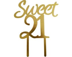 Cake - Taart Topper Sweet 21 Goud. Taartdecoratie. Tasty Me.