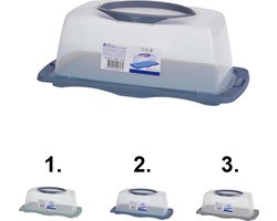 Cakeplateau rechthoek - taart bewaardoos met deksel en inklapbare handgrepen - rechthoek - 39x19xH15cm - Vershouddoos - Transparant - Opbergdoos taart - Taartdoos - Cakedoos - Taartdoos met deksel