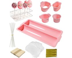 Cakesicle Cutter set - cakevorm - Cake Pop Mold - Cake Pop Maker en Standaard - Papieren Lollipop Sticks - Cakesicle Mallen voor Thuis, Keuken en Party Treat Voorbereiding - roze