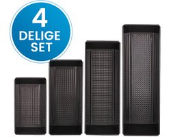 Cakevormen - 4 Delige Set - Cakeblik Bakvorm - Broodvormen - Non-Stick Coating - Afmetingen 21 t/m 35 cm - Stapelbaar - Duurzaam bakblik - Ovenbestendig - Zwart