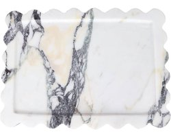 Calacatta Altviool Marmeren Dienblad - Decoratief Dienblad - 1 stuk - Wit met Paars-grijze Adering - 28 x 20 cm
