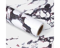 Calacatta Viola Marmer Behang in Wit en Paars voor Keukenwerkbladen, Meubels en Kasten - Zelfklevend, Waterdicht en Duurzaam 40cm×300cm