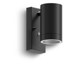 Calex Alba Wandlamp - 1x GU10 - Buitenlamp met Dag en Nacht Sensor - Moderne Tuinverlichting - Zwart