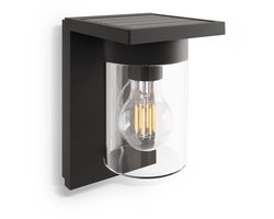 Calex Asti Solar Wandlamp - Tuinverlichting op Zonne-energie - Buitenlamp met Bewegingssensor - Warm Wit Licht - Zwart