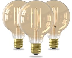 Calex Filament LED Lamp - Set van 3 stuks - G95 Vintage Lichtbron - E27 - Goud - Warm Wit Licht - Dimbaar