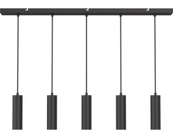 Calex Hanglamp - GU10 - 5-Lichts - Plafondlamp - Mat Zwart - Eetkamer - Keuken - Eettafel - Excl. lichtbron