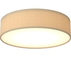 Calex LED Plafondlamp, 40 cm, Stoffen Kap, Taupe, E27 Fitting, Warm Wit Licht, Dimbaar, Moderne Ronde Plafonnière