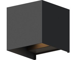 Calex LED Wandlamp Bari - 4 stuks - Antraciet/ Grijs - LED Up & Down - Verstelbare Stralingshoek - 7W - Tuinverlichting - Modern Design - Warm Wit Licht - Voor Binnen en Buiten