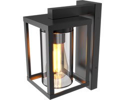 Calex LED Wandlamp Naples - E27 – IP44 Spatwaterdicht – Zwart - Dag/Nacht sensor - Aluminium – Industrieel – Modern