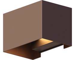 Calex LED Wandlamp Venice - 2 Stuks, Rechthoek, LED Up & Down, Verstelbare Stralingshoek, 7W, Tuinverlichting, Modern Design, Warm Wit Licht, Voor Binnen en Buiten, Brons