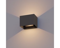 Calex LED Wandlamp Venice - Rechthoek - Up & Down - Verstelbare Stralingshoek - 7W - Warm Wit Licht - Voor Binnen en Buiten - Antraciet