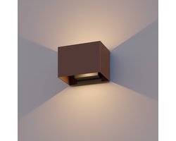 Calex LED Wandlamp Venice - Rechthoek - Up & Down - Verstelbare Stralingshoek - 7W - Warm Wit Licht - Voor Binnen en Buiten - Roestkleur