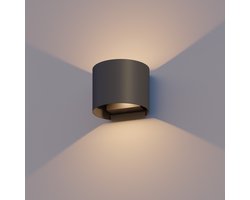 Calex LED Wandlamp Verona - Oval - LED Up & Down - Verstelbare Stralingshoek - 7W - Tuinverlichting - Modern Design - Warm Wit Licht - Voor Binnen en Buiten - Zwart