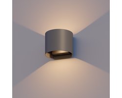 Calex LED Wandlamp Verona - Oval - LED Up & Down - Verstelbare Stralingshoek - 7W - Tuinverlichting - Modern Design - Warm Wit Licht - Voor Binnen en Buiten - Antraciet