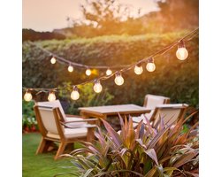 Calex Lichtsnoer 10m - Lichtslinger voor Buiten - Tuinverlichting - Terrasverlichting Warm Wit Licht