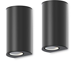 Calex Monza Outdoor Wandlamp – Up & Downlight – GU10 Fitting – IP54 Spatwaterdicht – 220–240V – Zwart