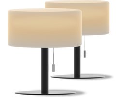 Calex Oplaadbare Tafellamp Cascia - 2 Stuks - Draadloos - Dimbaar - Warm Wit Licht & RGB - Waterdicht - 24cm - Decoratie voor Tuin, Woonkamer, Slaapkamer - Sfeerverlichting – Zwart
